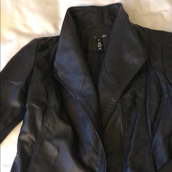 Aqua Black real Leather Jacket XS - Picture 2 of 16